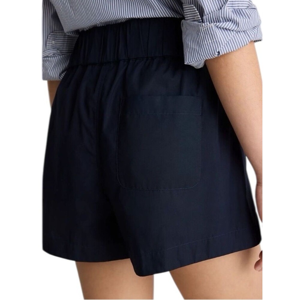 QUINCE Navy Blue 100% Organic Cotton Poplin Pull On Shorts - Picture 2 of 6